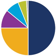 Pie chart showing historical UFG Foundation giving percentages